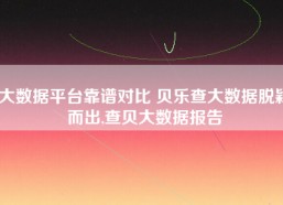 大数据平台靠谱对比 贝乐查大数据脱颖而出,查贝大数据报告