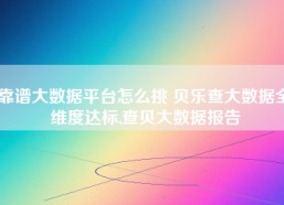 靠谱大数据平台怎么挑 贝乐查大数据全维度达标,查贝大数据报告