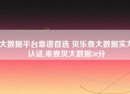 大数据平台靠谱首选 贝乐查大数据实力认证,来查贝大数据50分