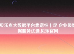 贝乐查大数据平台靠谱性十足 企业级数据服务优选,贝乐官网
