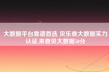 大数据平台靠谱首选 贝乐查大数据实力认证,来查贝大数据50分