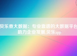 贝乐查大数据：专业靠谱的大数据平台 助力企业发展,贝乐app