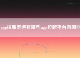 app拉新渠道有哪些,app拉新平台有哪些
