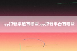 app拉新渠道有哪些,app拉新平台有哪些