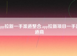 app拉新一手渠道整合,app拉新项目一手渠道商