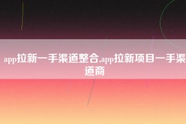 app拉新一手渠道整合,app拉新项目一手渠道商