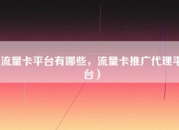 流量卡平台有哪些，流量卡推广代理平台）