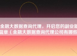 金融大数据查询代理，开启您的副业新篇章（金融大数据查询代理公司有哪些）