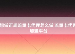 想做正规流量卡代理怎么做,流量卡代理加盟平台
