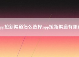 app拉新渠道怎么选择,app拉新渠道有哪些