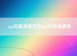 app拉新渠道合作,app拉新渠道商