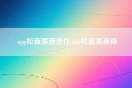 app拉新渠道合作,app拉新渠道商