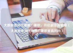 大数据查询代理推广兼职，开启副业新篇章（大数据查询代理推广兼职是真的吗）
