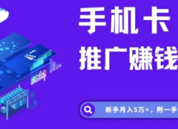 大流量卡推广项目，新手月入5万+，附一手代理渠道。