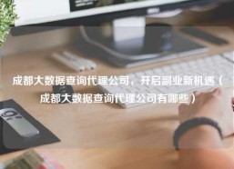成都大数据查询代理公司，开启副业新机遇（成都大数据查询代理公司有哪些）