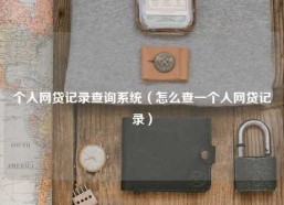 个人网贷记录查询系统（怎么查一个人网贷记录）