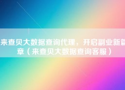 来查贝大数据查询代理，开启副业新篇章（来查贝大数据查询客服）