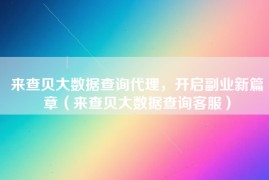 来查贝大数据查询代理，开启副业新篇章（来查贝大数据查询客服）