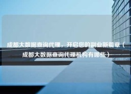 成都大数据查询代理，开启您的副业新篇章（成都大数据查询代理机构有哪些）