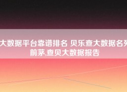 大数据平台靠谱排名 贝乐查大数据名列前茅,查贝大数据报告