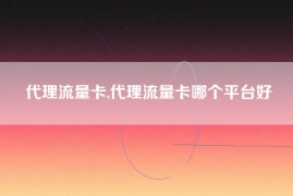 代理流量卡,代理流量卡哪个平台好