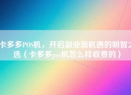 卡多多POS机，开启副业新机遇的明智之选（卡多多pos机怎么样收费的）