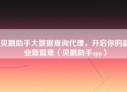 贝融助手大数据查询代理，开启你的副业新篇章（贝融助手app）
