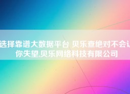 选择靠谱大数据平台 贝乐查绝对不会让你失望,贝乐网络科技有限公司