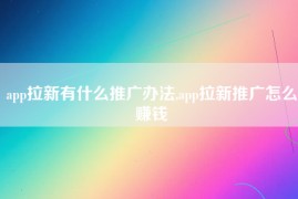 app拉新有什么推广办法,app拉新推广怎么赚钱