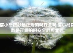信小易贷款是正规的吗安全吗,信小易贷款是正规的吗安全吗可靠吗