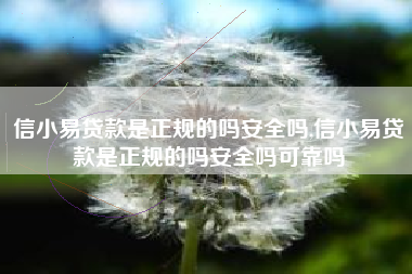 信小易贷款是正规的吗安全吗,信小易贷款是正规的吗安全吗可靠吗
