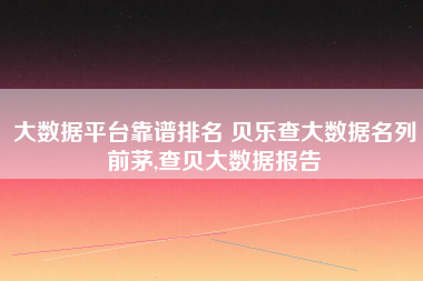 大数据平台靠谱排名 贝乐查大数据名列前茅,查贝大数据报告